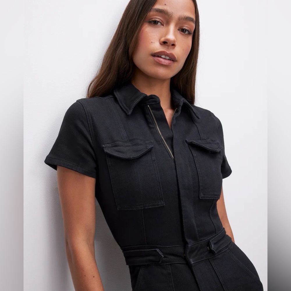 GOOD AMERICAN Black Belted Fit for Success Streetwear Jumpsuit - Size L - Picture 7 of 10